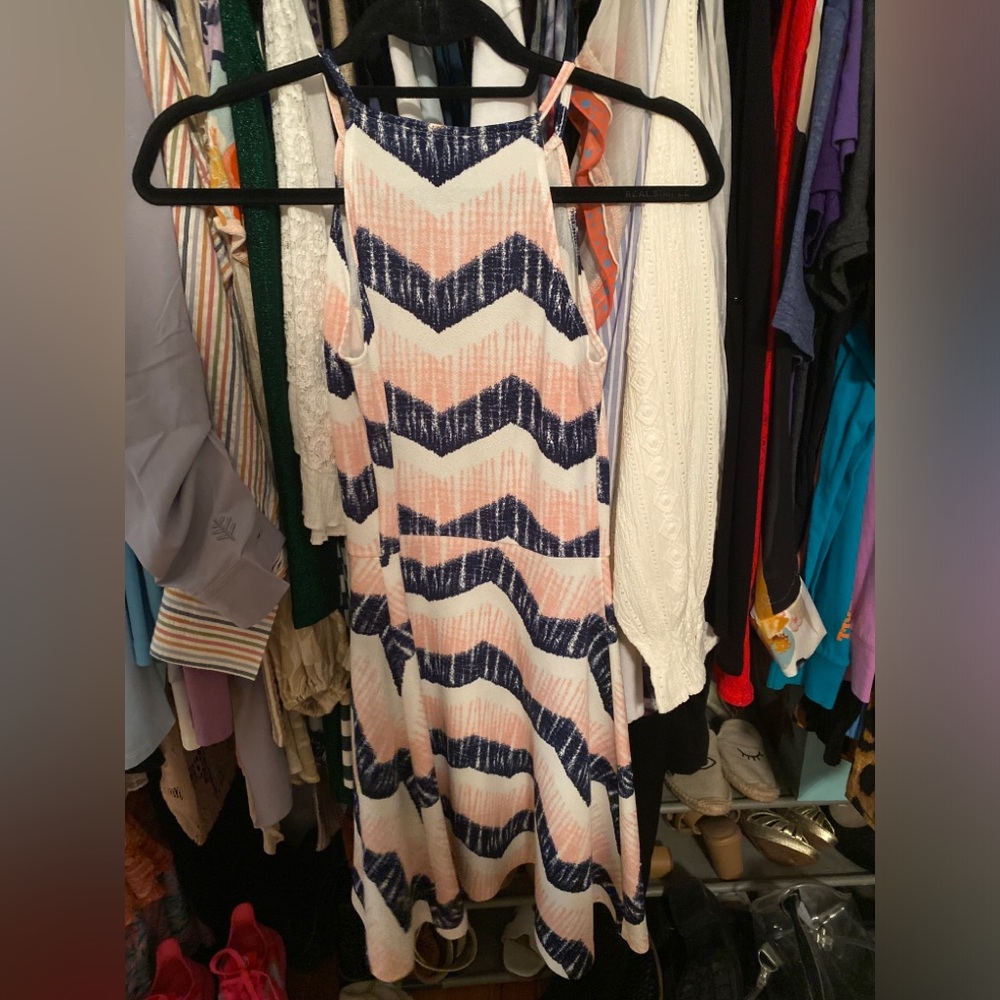 Cute Chevron Aqua Dress.  Small. Worn once.